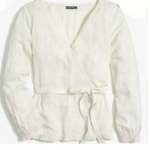 J Crew Mercantile Long Sleeve Wrap Top - Ivory